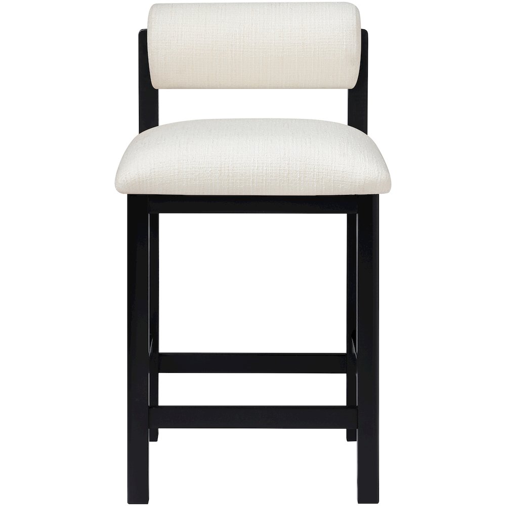 Roundhill Cream Linen Textured Fabric Upholstered Counter Stool. Picture 2