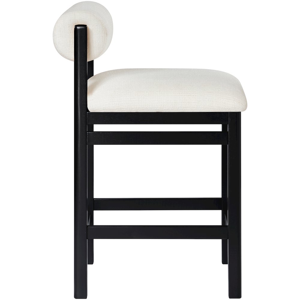 Roundhill Cream Linen Textured Fabric Upholstered Counter Stool. Picture 8