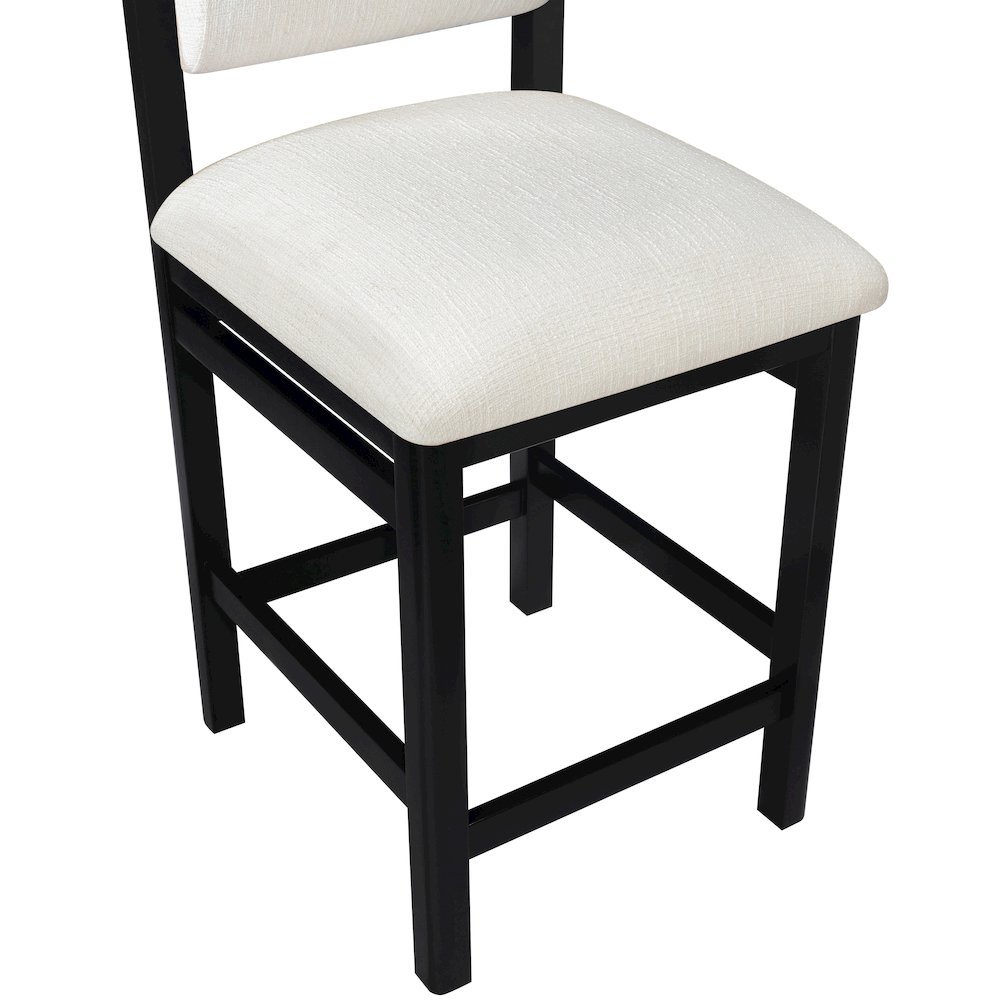 Roundhill Cream Linen Textured Fabric Upholstered Counter Stool. Picture 5