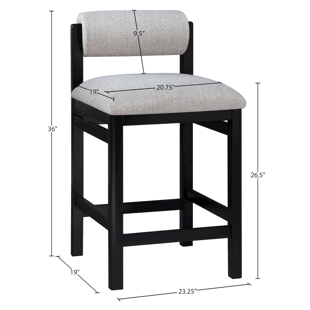 Roundhill Grey Linen Textured Fabric Upholstered Counter Stool. Picture 6