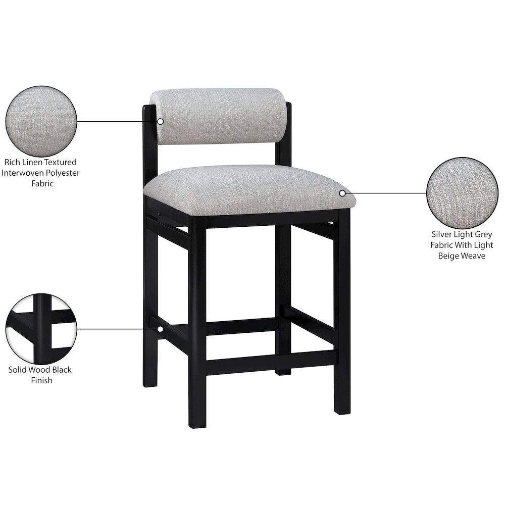 Roundhill Grey Linen Textured Fabric Upholstered Counter Stool. Picture 9