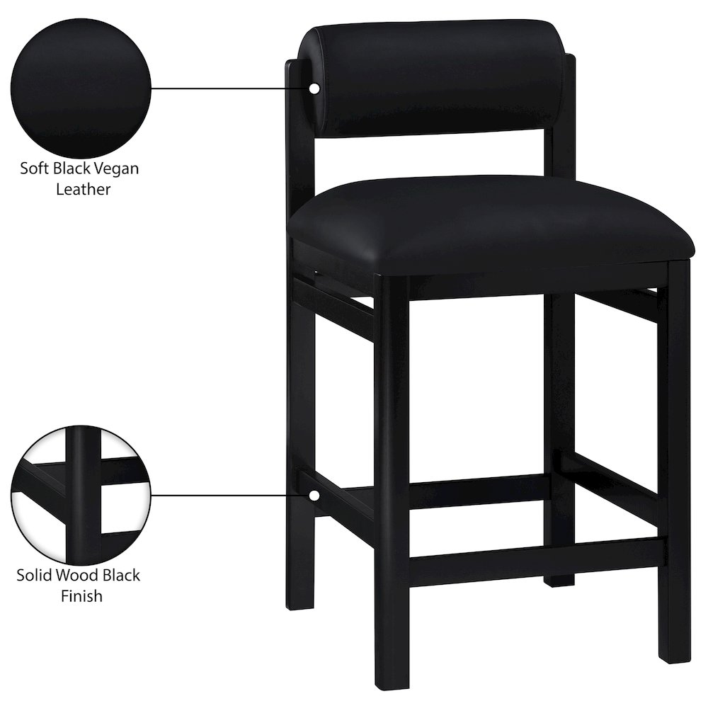 Roundhill Black Vegan Leather Upholstered Counter Stool. Picture 10