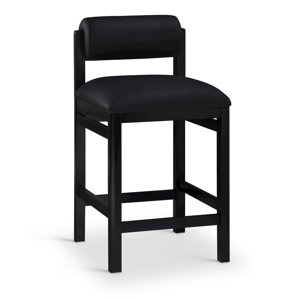 Roundhill Black Vegan Leather Upholstered Counter Stool. Picture 1