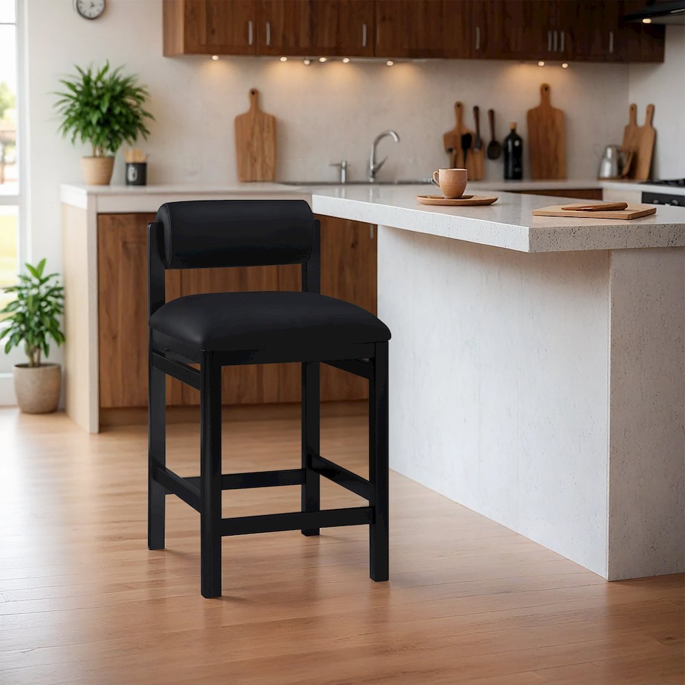 Roundhill Black Vegan Leather Upholstered Counter Stool. Picture 7
