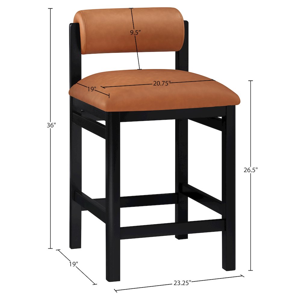 Roundhill Cognac Vegan Leather Upholstered Counter Stool. Picture 9