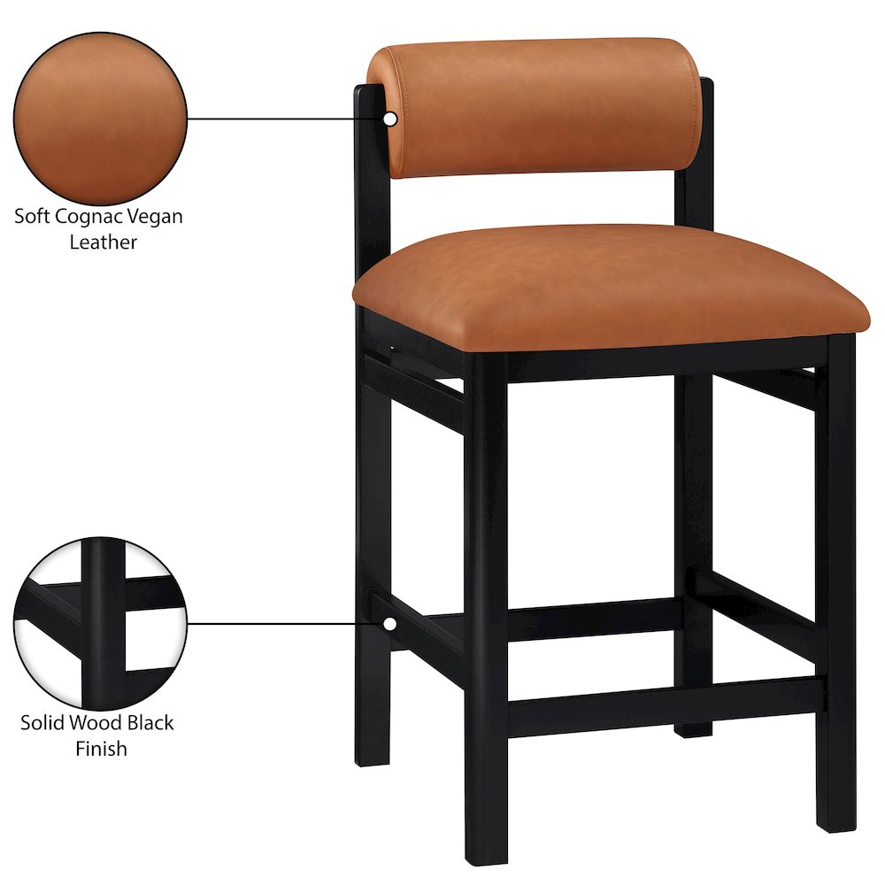 Roundhill Cognac Vegan Leather Upholstered Counter Stool. Picture 10