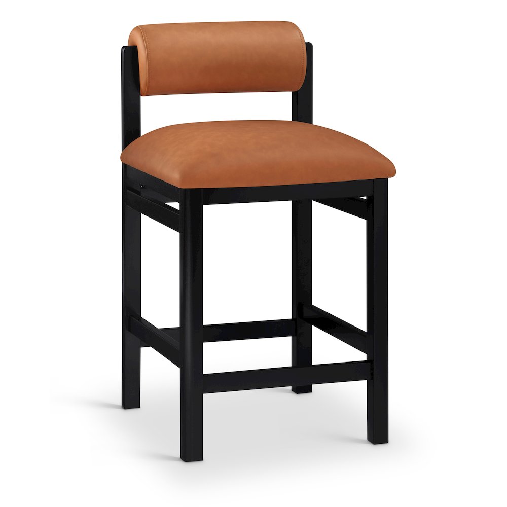 Roundhill Cognac Vegan Leather Upholstered Counter Stool. Picture 1