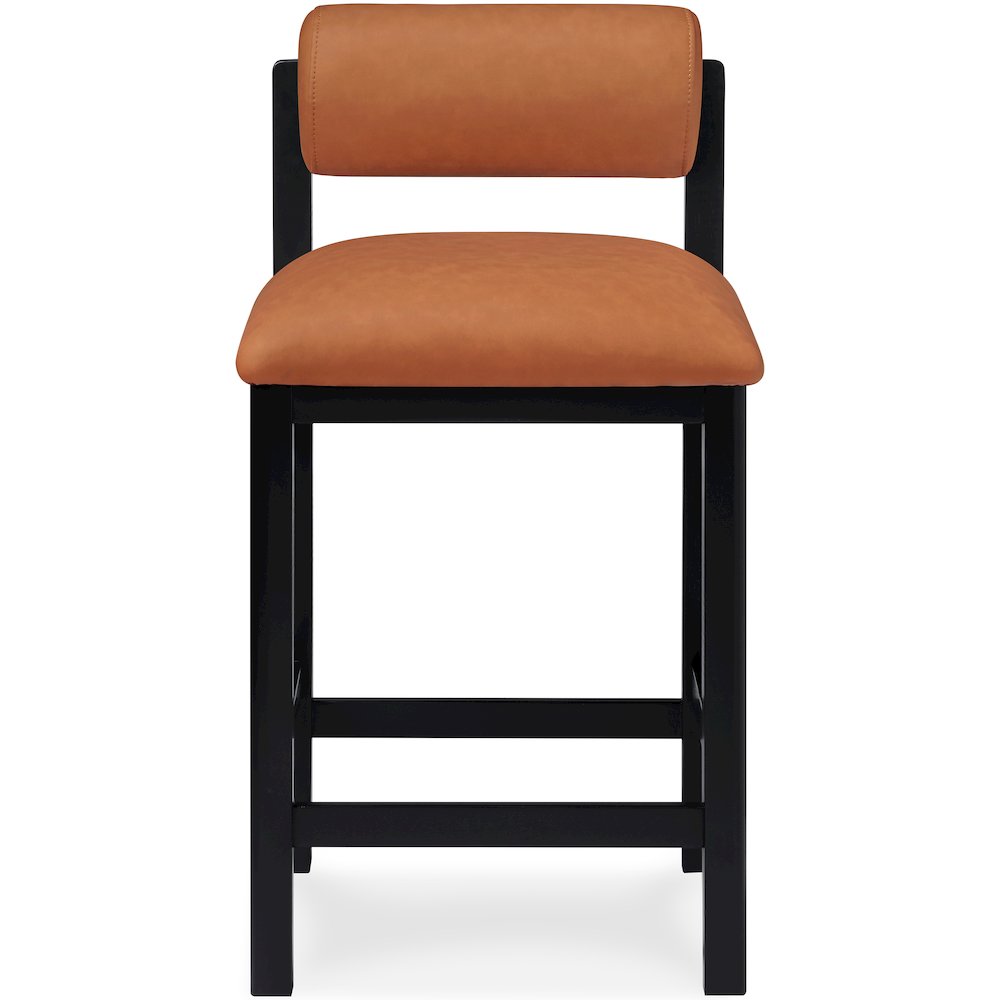 Roundhill Cognac Vegan Leather Upholstered Counter Stool. Picture 2