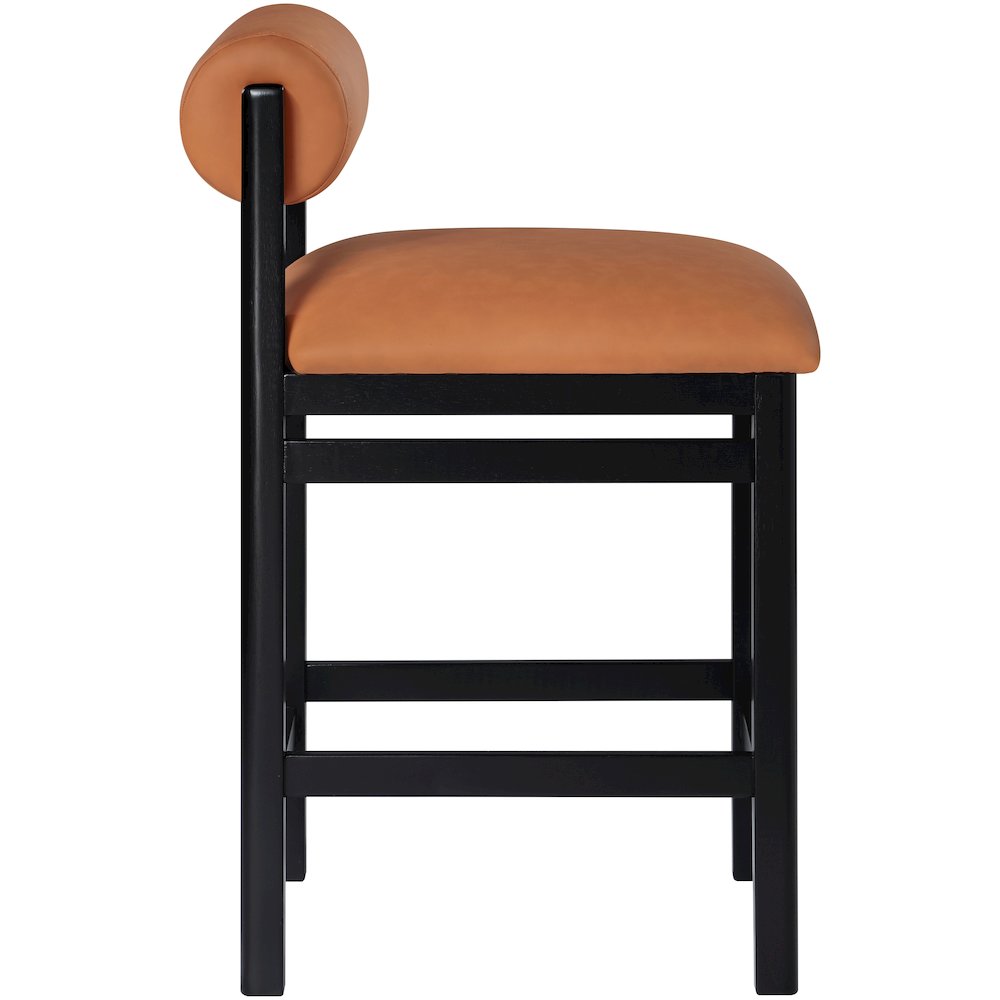 Roundhill Cognac Vegan Leather Upholstered Counter Stool. Picture 8