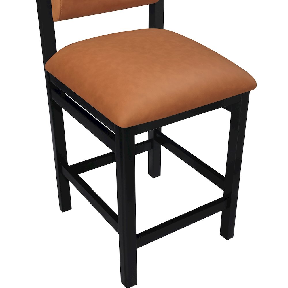 Roundhill Cognac Vegan Leather Upholstered Counter Stool. Picture 5