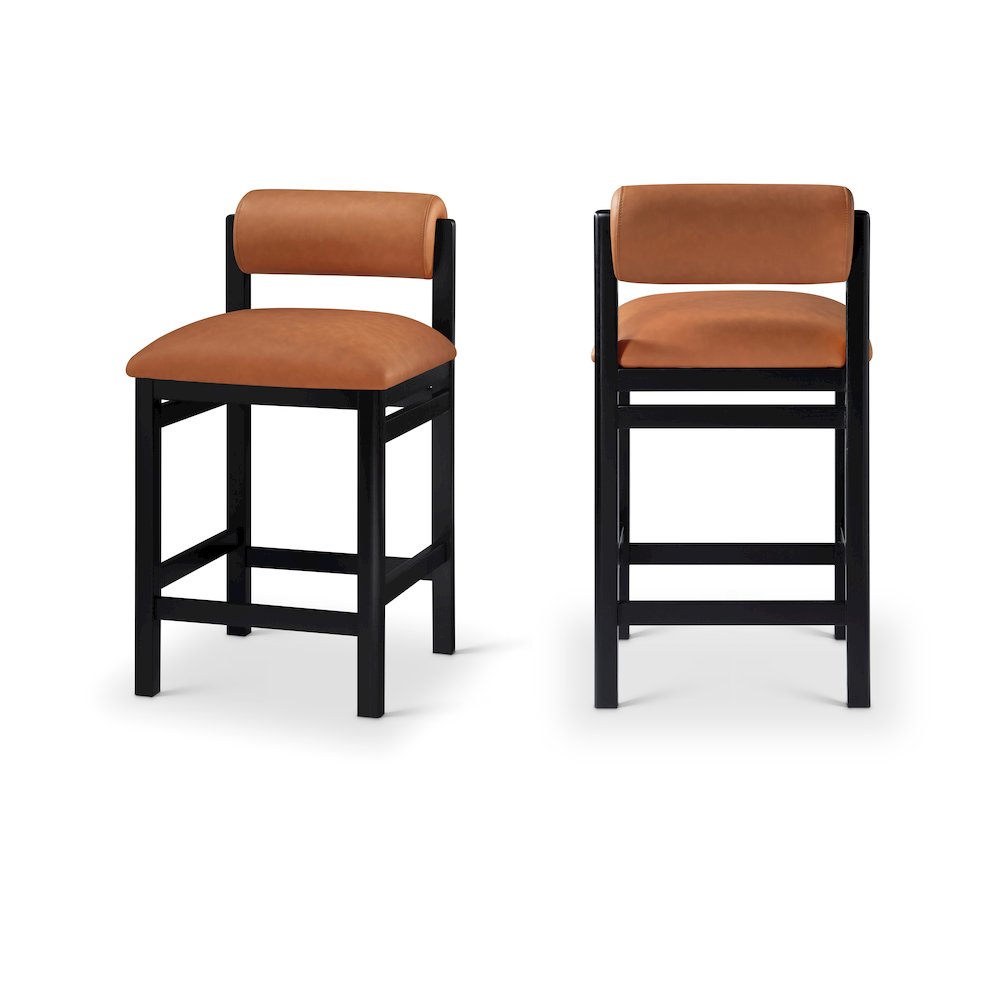 Roundhill Cognac Vegan Leather Upholstered Counter Stool. Picture 11