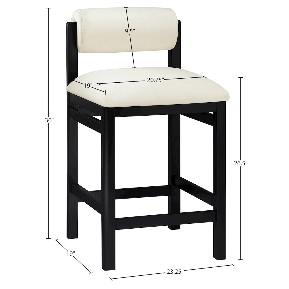 Roundhill Cream Vegan Leather Upholstered Counter Stool. Picture 9