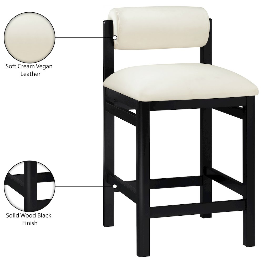 Roundhill Cream Vegan Leather Upholstered Counter Stool. Picture 10