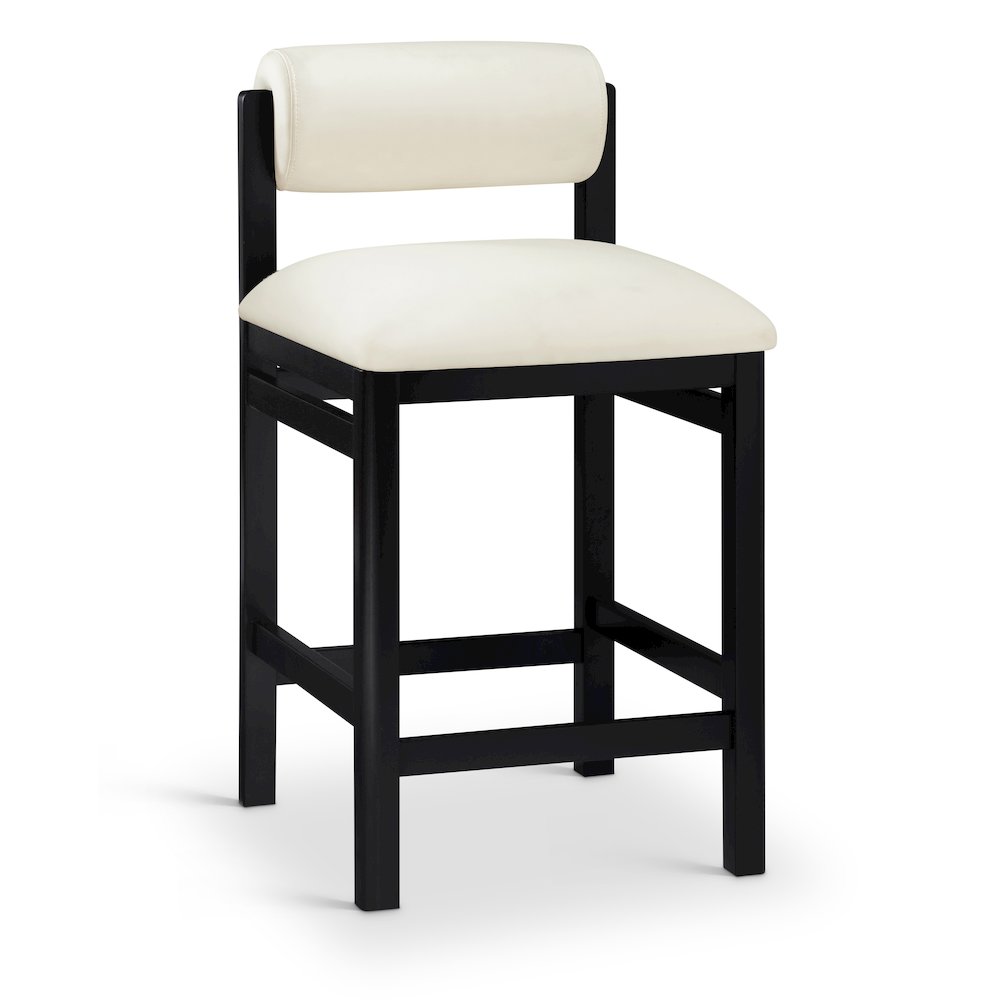 Roundhill Cream Vegan Leather Upholstered Counter Stool. Picture 1