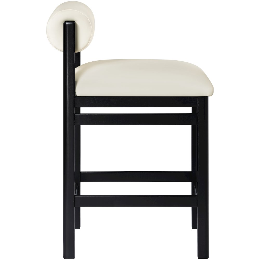 Roundhill Cream Vegan Leather Upholstered Counter Stool. Picture 8