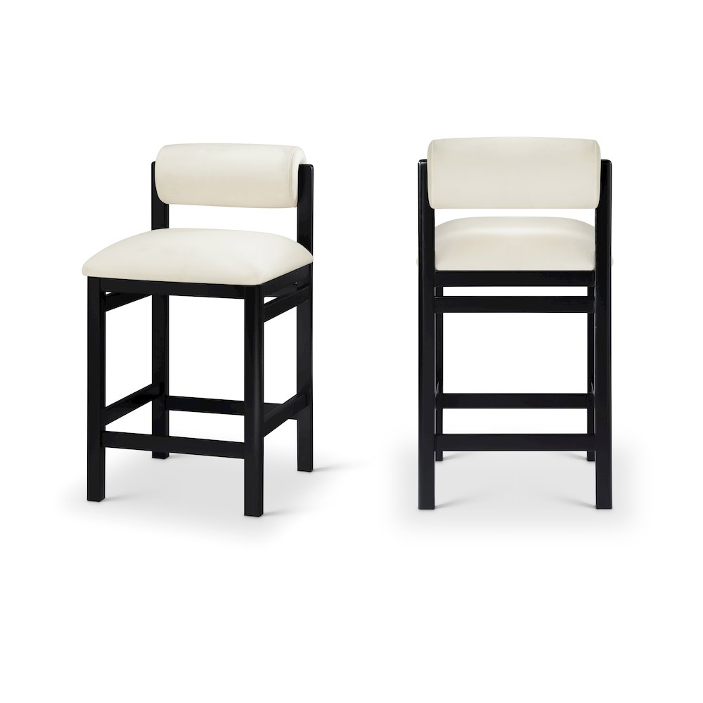Roundhill Cream Vegan Leather Upholstered Counter Stool. Picture 11