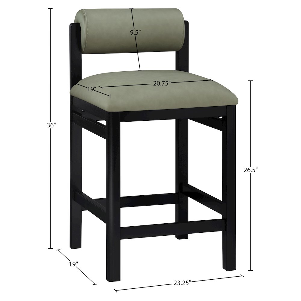 Roundhill Green Vegan Leather Upholstered Counter Stool. Picture 9