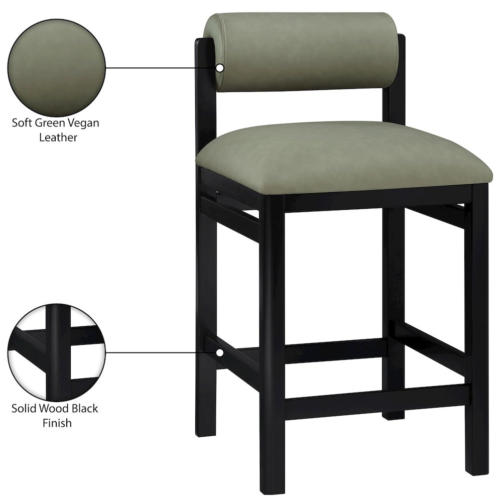 Roundhill Green Vegan Leather Upholstered Counter Stool. Picture 10