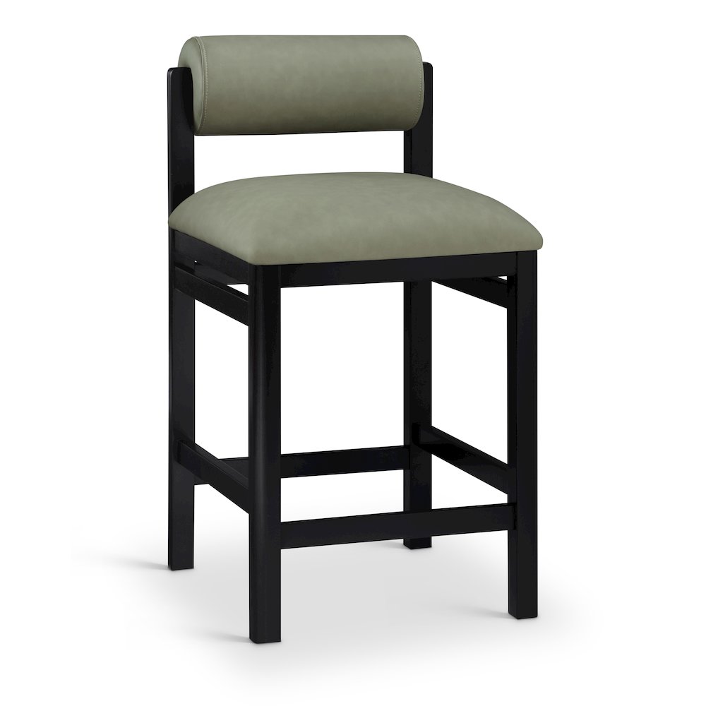 Roundhill Green Vegan Leather Upholstered Counter Stool. Picture 1