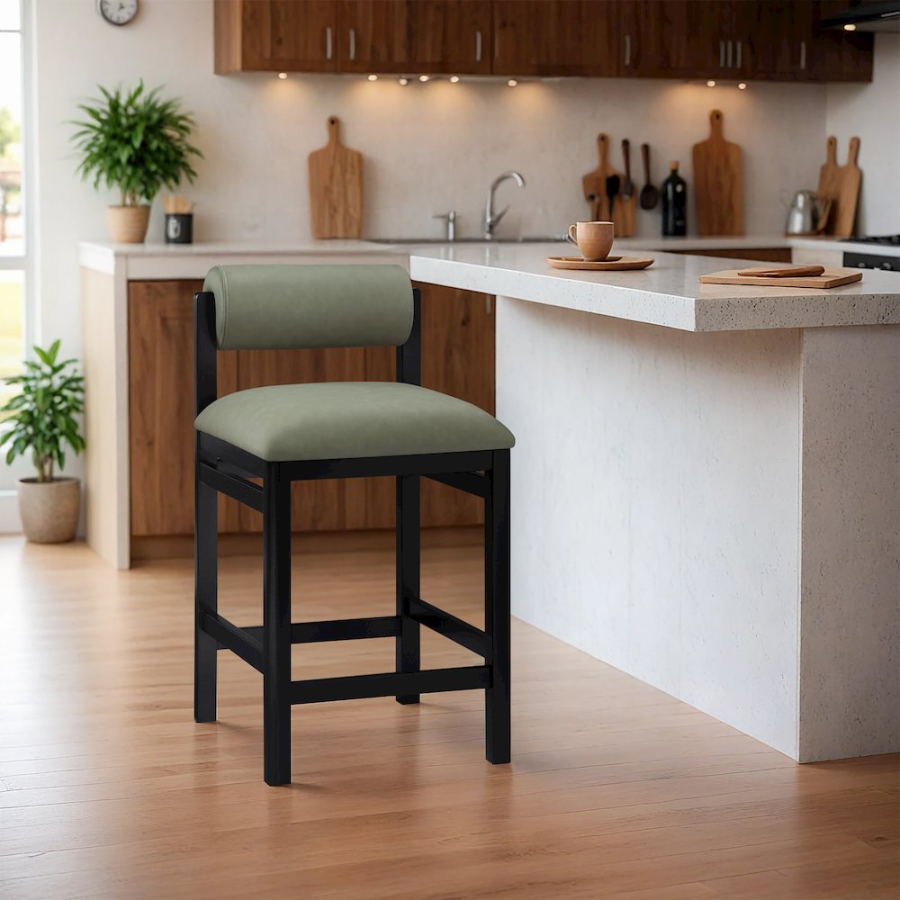 Roundhill Green Vegan Leather Upholstered Counter Stool. Picture 7