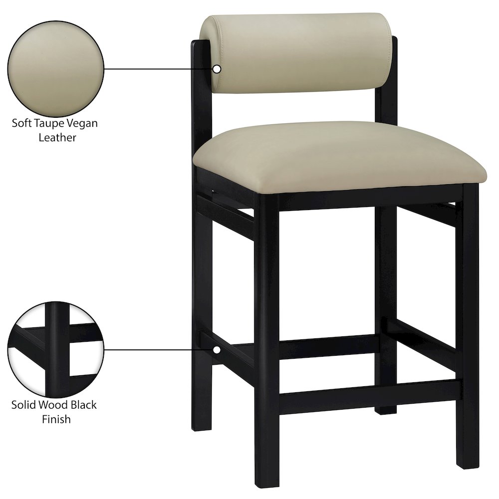 Roundhill Taupe Vegan Leather Upholstered Counter Stool. Picture 10