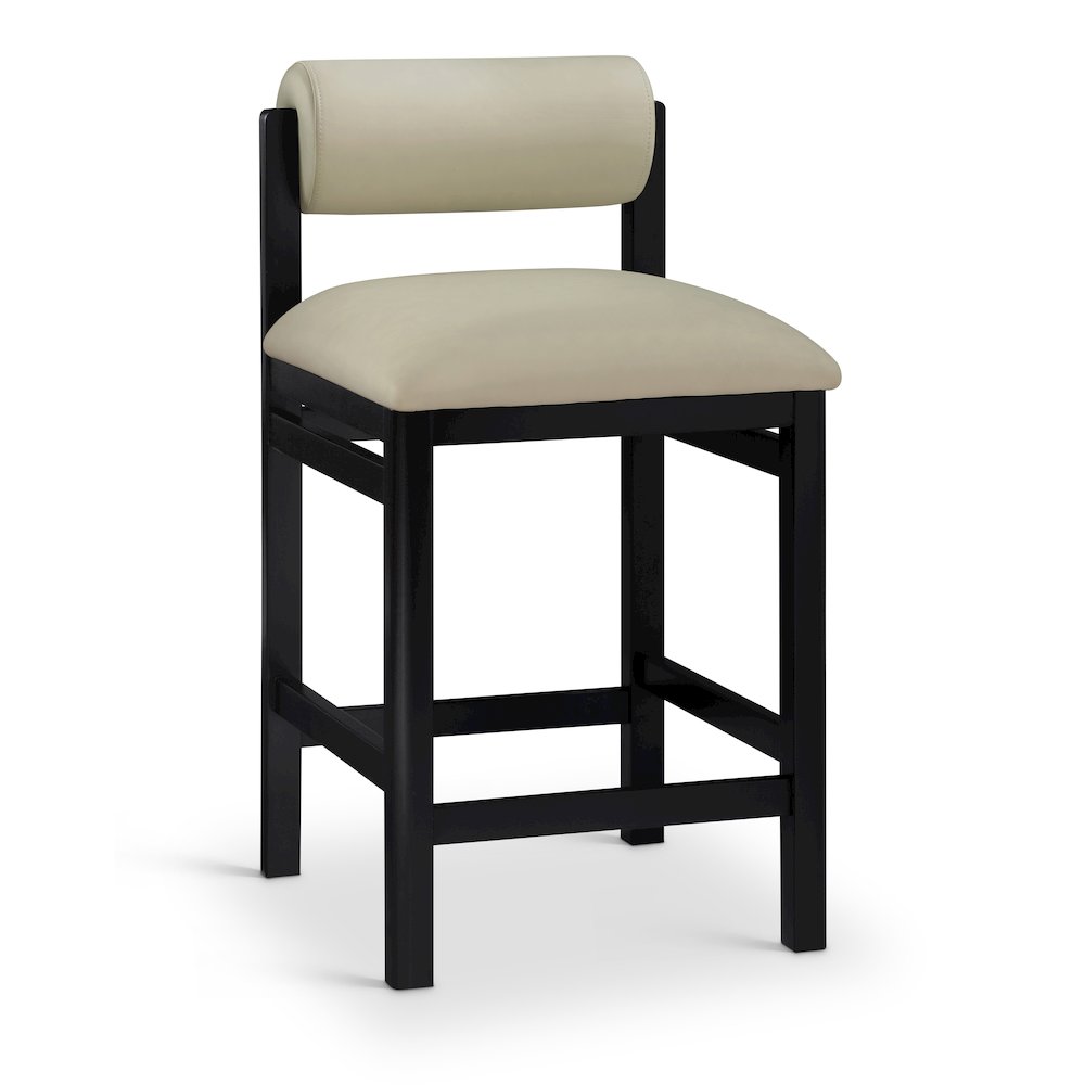 Roundhill Taupe Vegan Leather Upholstered Counter Stool. Picture 1