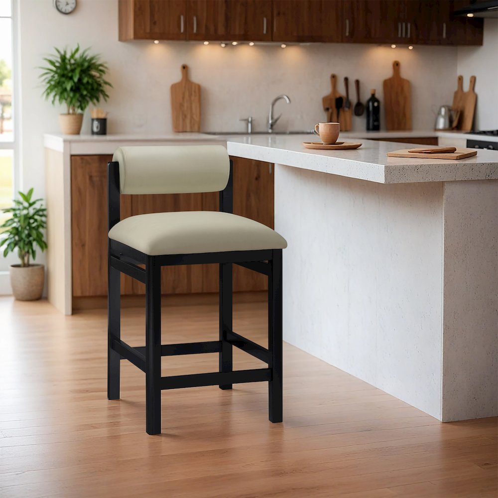 Roundhill Taupe Vegan Leather Upholstered Counter Stool. Picture 7