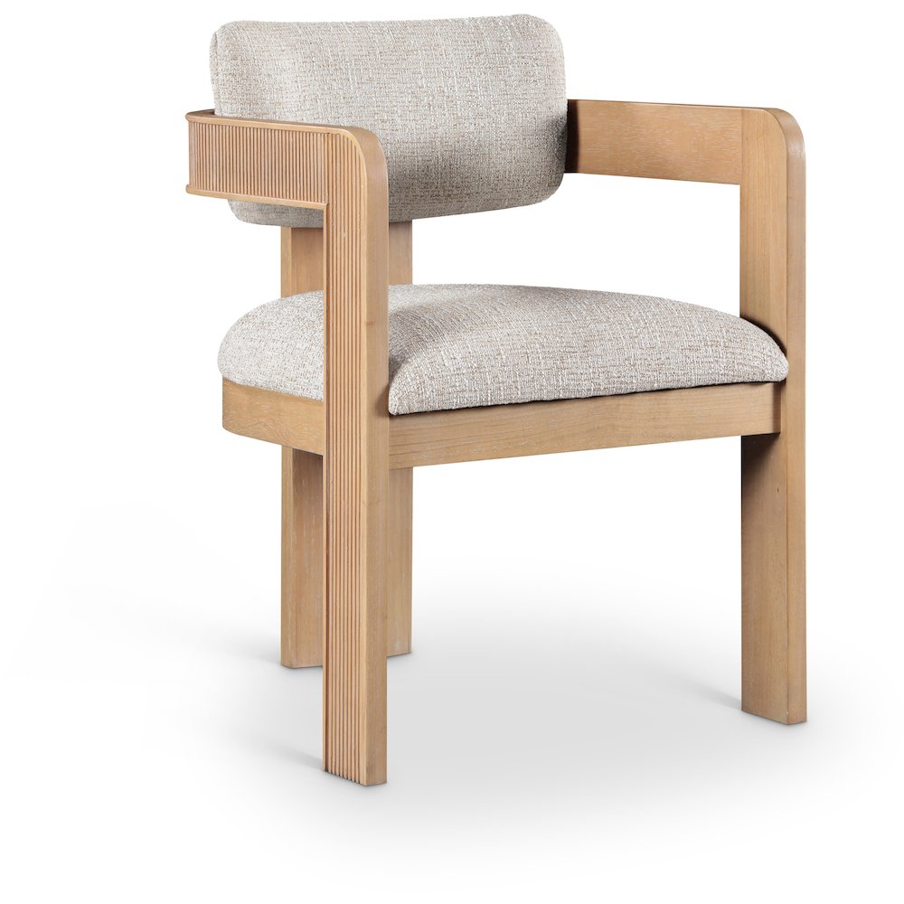 Sacha Beige Linen Textured Fabric Upholstered Dining Chair, Set of 2. Picture 2