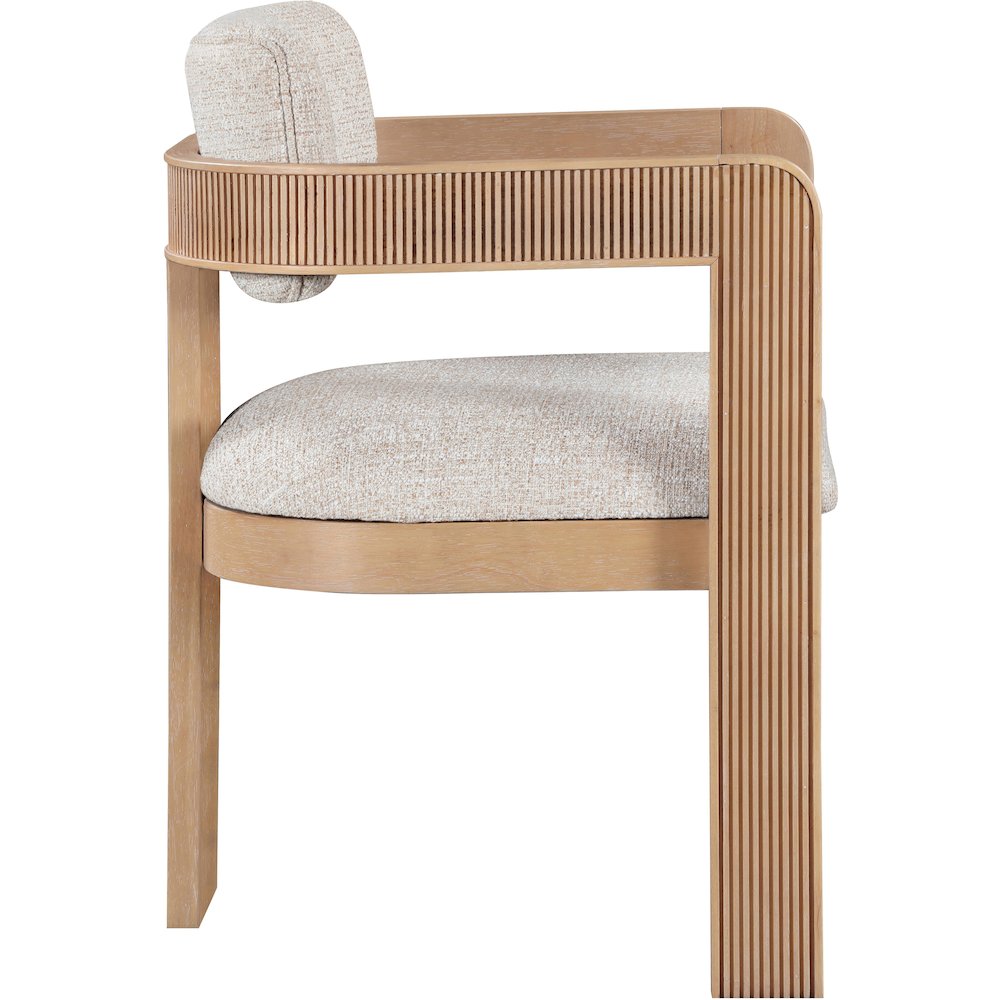 Sacha Beige Linen Textured Fabric Upholstered Dining Chair, Set of 2. Picture 4