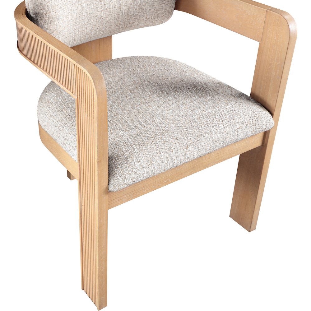 Sacha Beige Linen Textured Fabric Upholstered Dining Chair, Set of 2. Picture 9