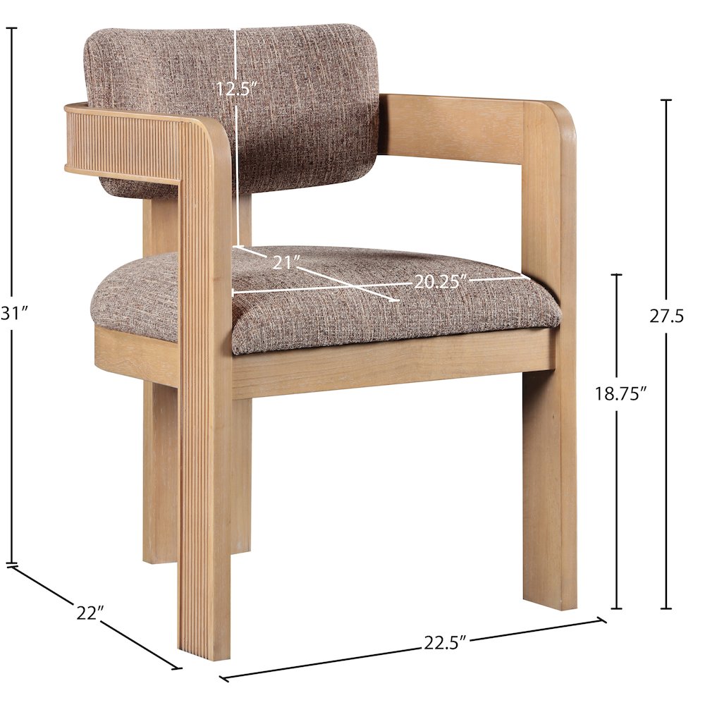 Sacha Brown Linen Textured Fabric Dining Chair, Set of 2. Picture 8