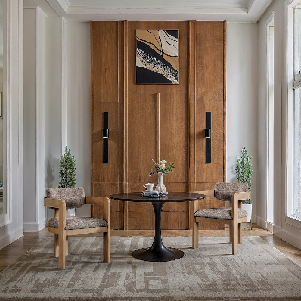 Sacha Brown Linen Textured Fabric Dining Chair, Set of 2. Picture 2
