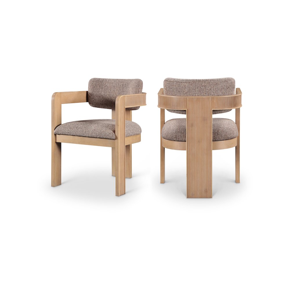 Sacha Brown Linen Textured Fabric Dining Chair, Set of 2. Picture 1