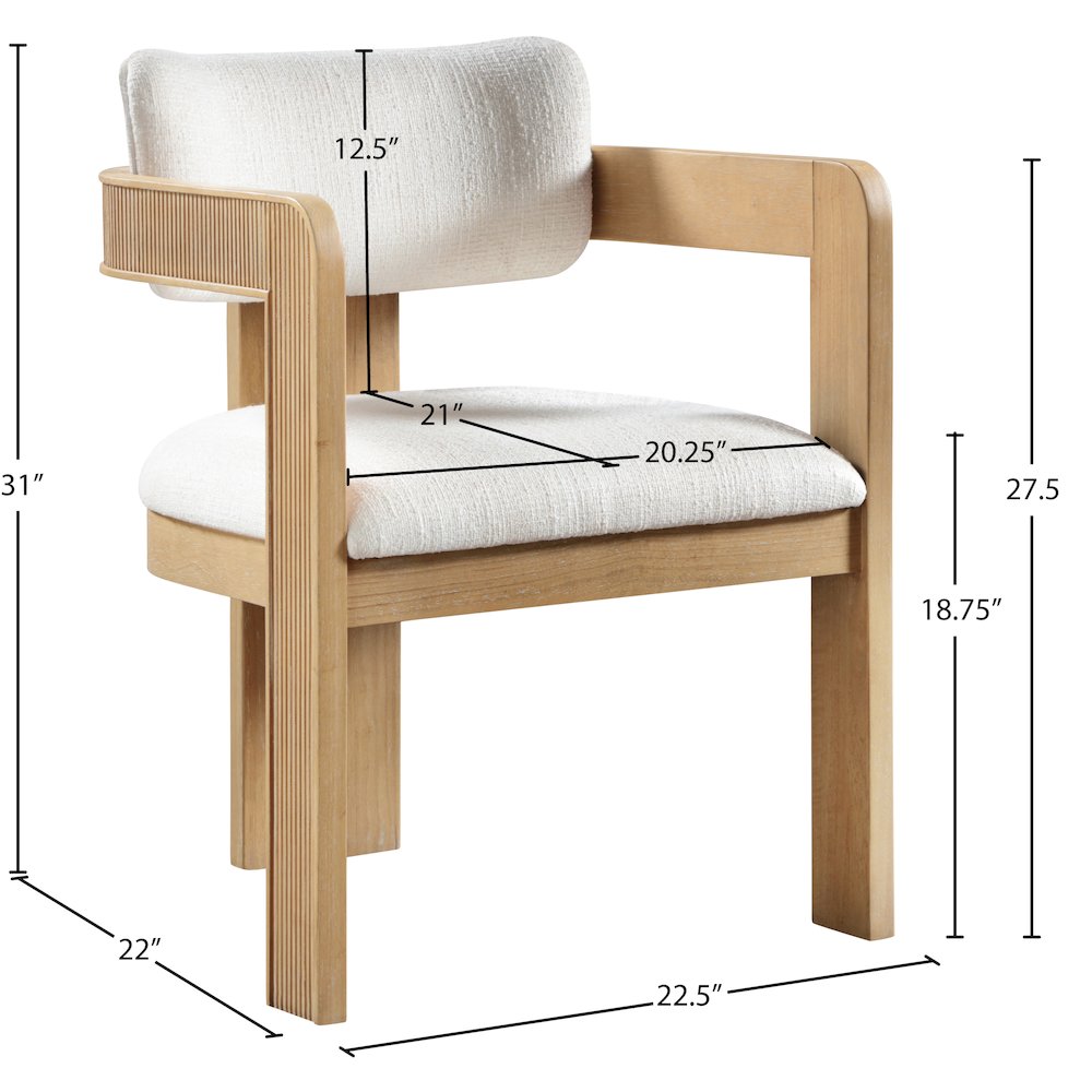 Sacha Cream Linen Textured Fabric Dining Chair, Set of 2. Picture 8