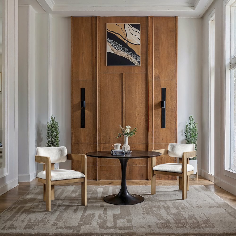 Sacha Cream Linen Textured Fabric Dining Chair, Set of 2. Picture 2