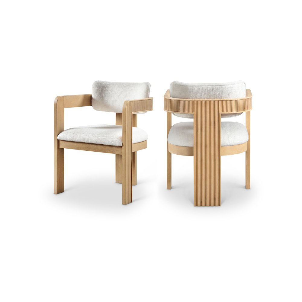 Sacha Cream Linen Textured Fabric Dining Chair, Set of 2. Picture 1