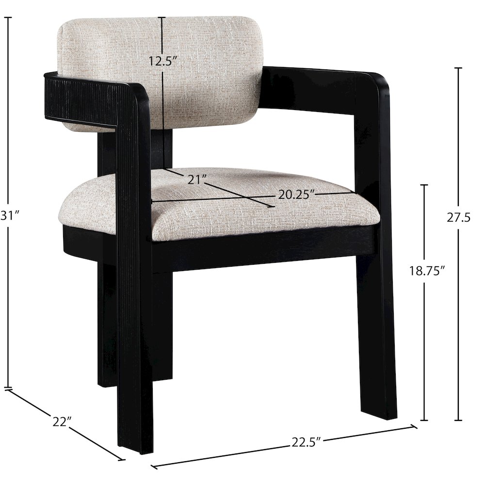 Sacha Beige Linen Textured Fabric Dining Chair, Set of 2. Picture 8