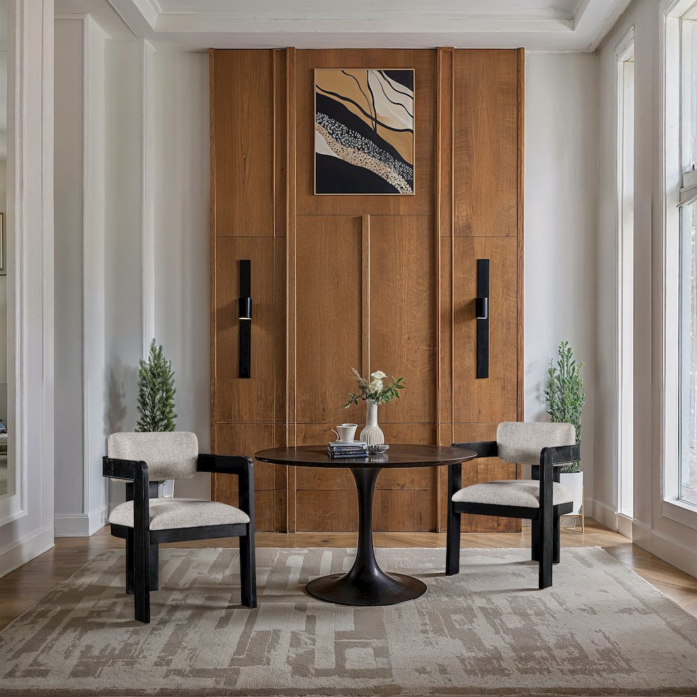 Sacha Beige Linen Textured Fabric Dining Chair, Set of 2. Picture 2