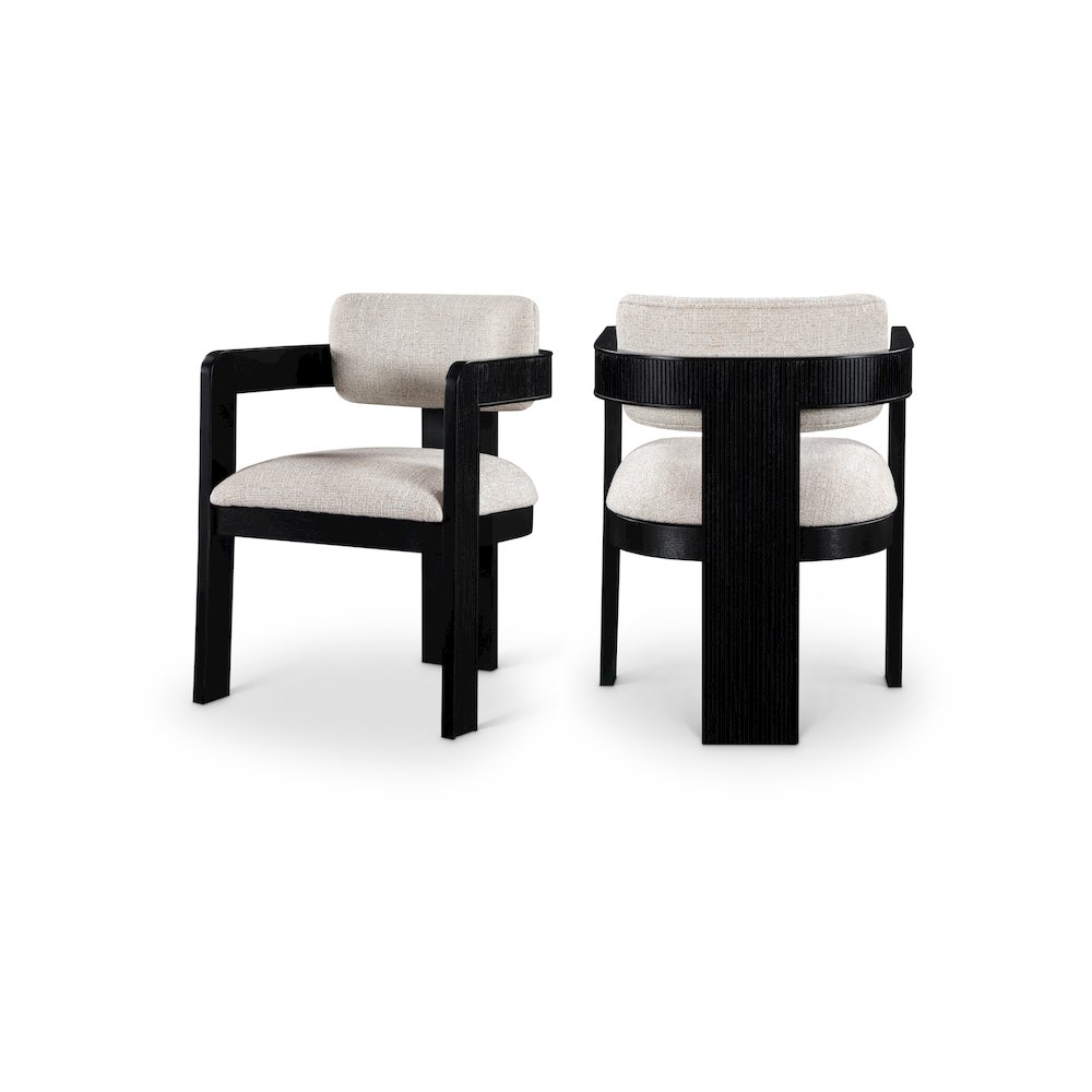 Sacha Beige Linen Textured Fabric Dining Chair, Set of 2. Picture 1