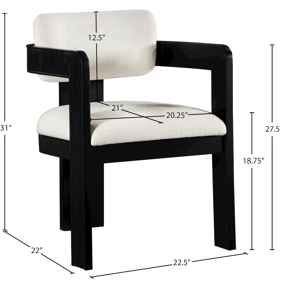 Sacha Cream Linen Textured Fabric Dining Chair, Set of 2. Picture 8