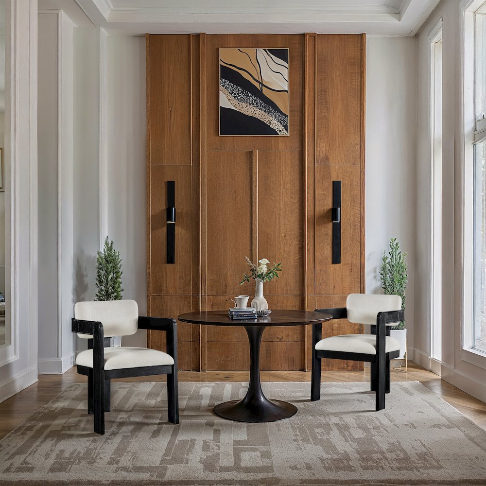 Sacha Cream Linen Textured Fabric Dining Chair, Set of 2. Picture 2