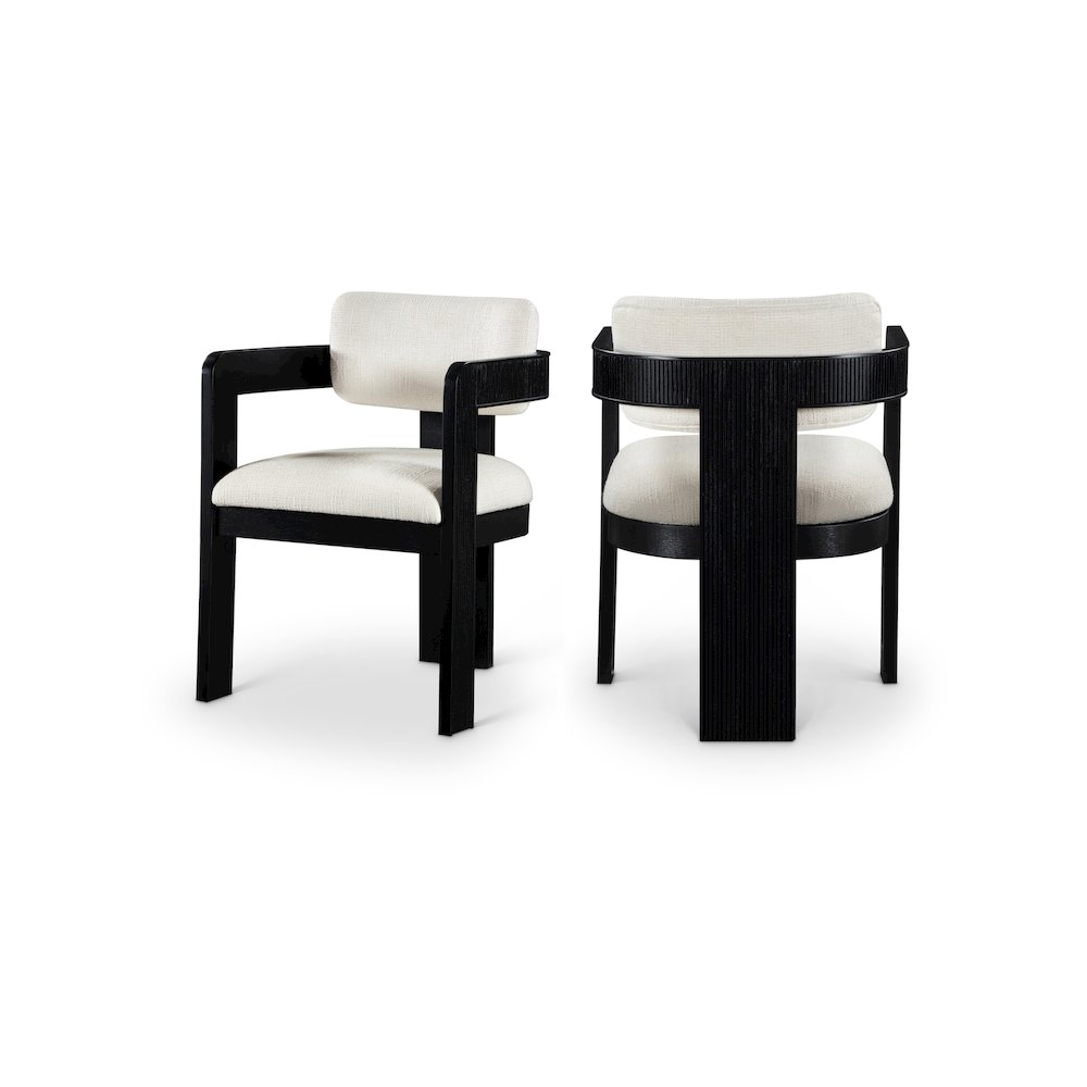 Sacha Cream Linen Textured Fabric Dining Chair, Set of 2. Picture 1
