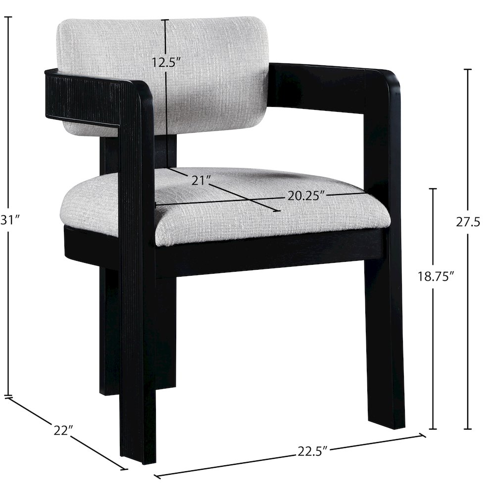 Sacha Grey Linen Textured Fabric Dining Chair, Set of 2. Picture 8