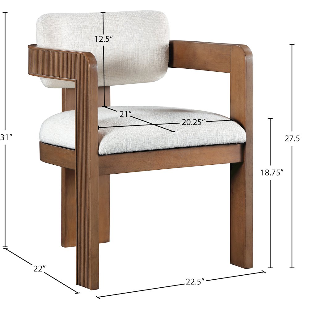 Sacha Cream Linen Textured Fabric Dining Chair, Set of 2. Picture 8
