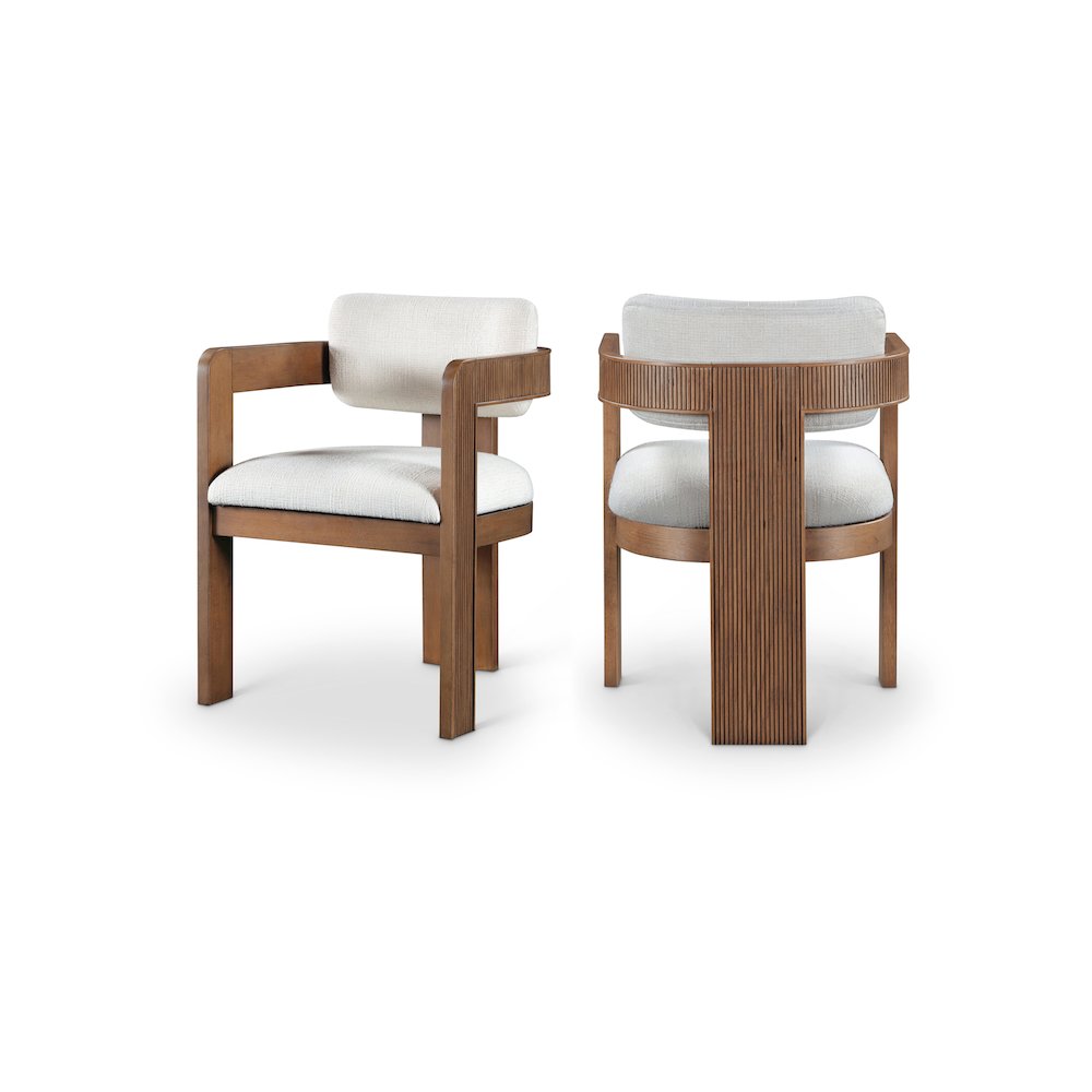 Sacha Cream Linen Textured Fabric Dining Chair, Set of 2. Picture 1