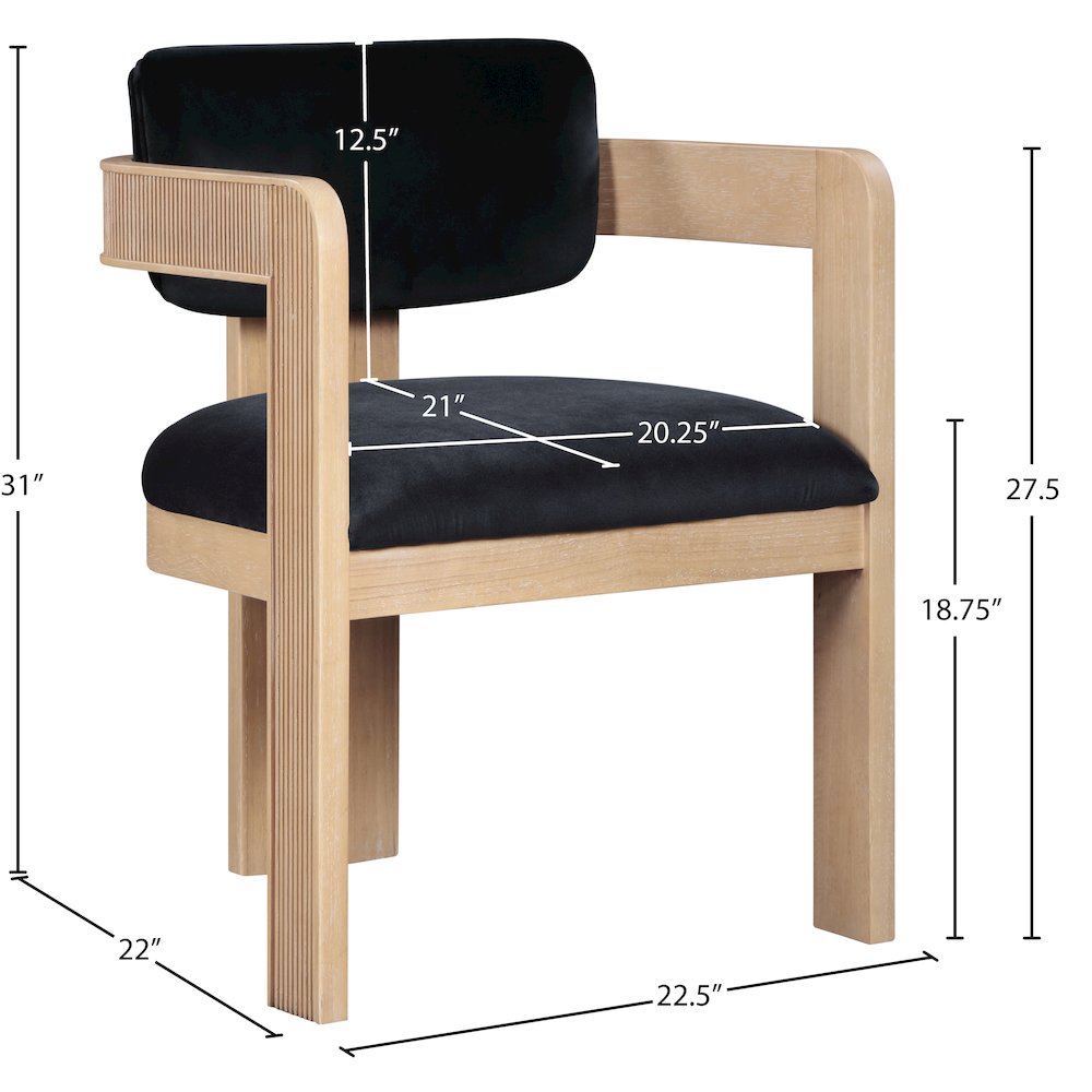 Sacha Black Velvet Dining Chair, Set of 2. Picture 8