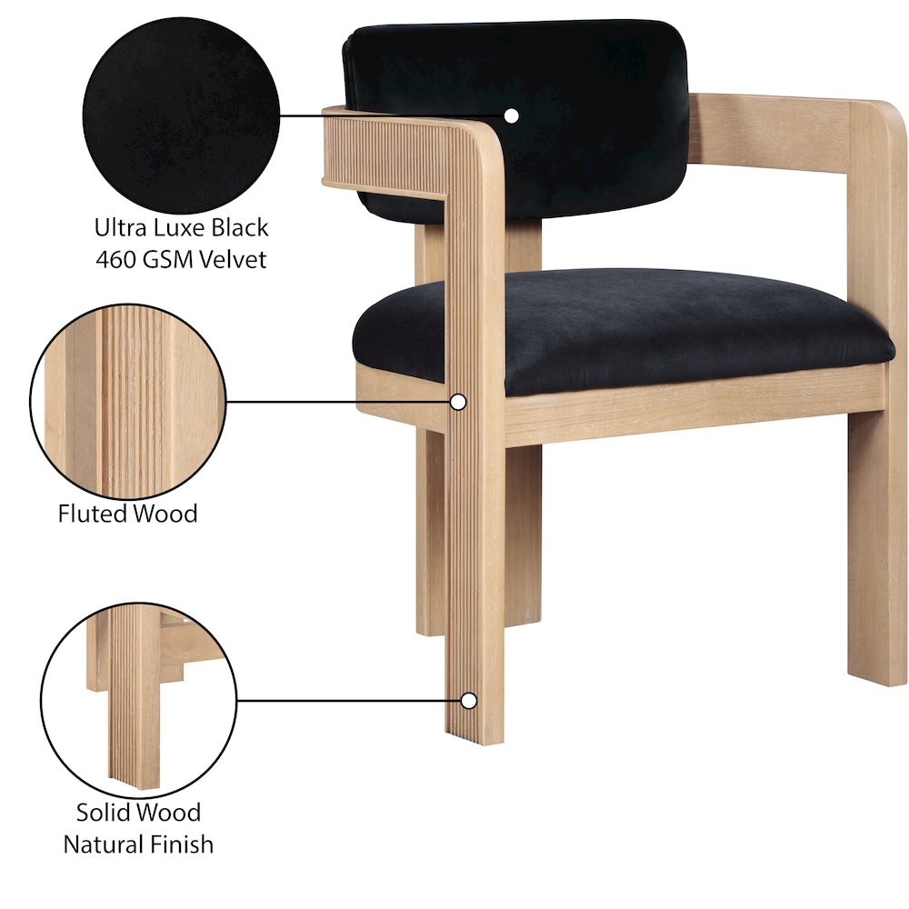 Sacha Black Velvet Dining Chair, Set of 2. Picture 9