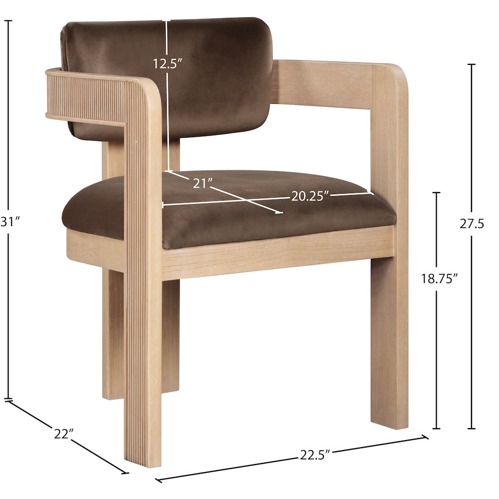 Sacha Brown Velvet Dining Chair, Set of 2. Picture 8
