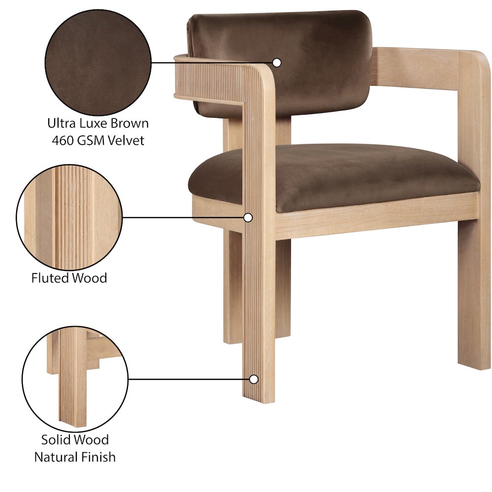 Sacha Brown Velvet Dining Chair, Set of 2. Picture 9