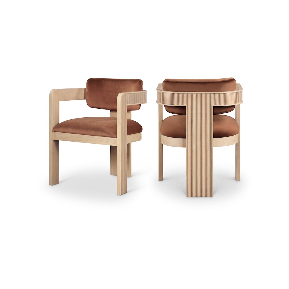 Sacha Cognac Velvet Dining Chair, Set of 2. Picture 1